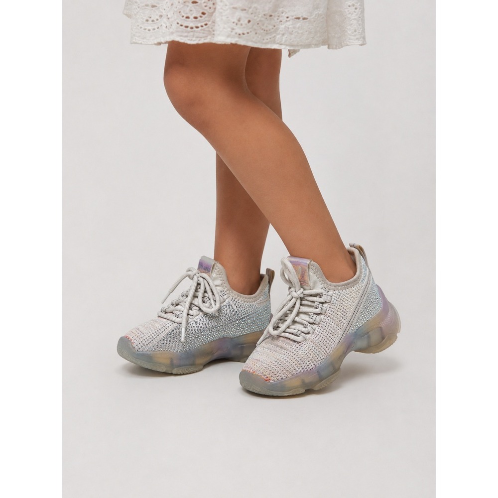 Steve Madden Kids Maxima Rhinestone Embellished Chunky Sneakers Blush Multi 8 M